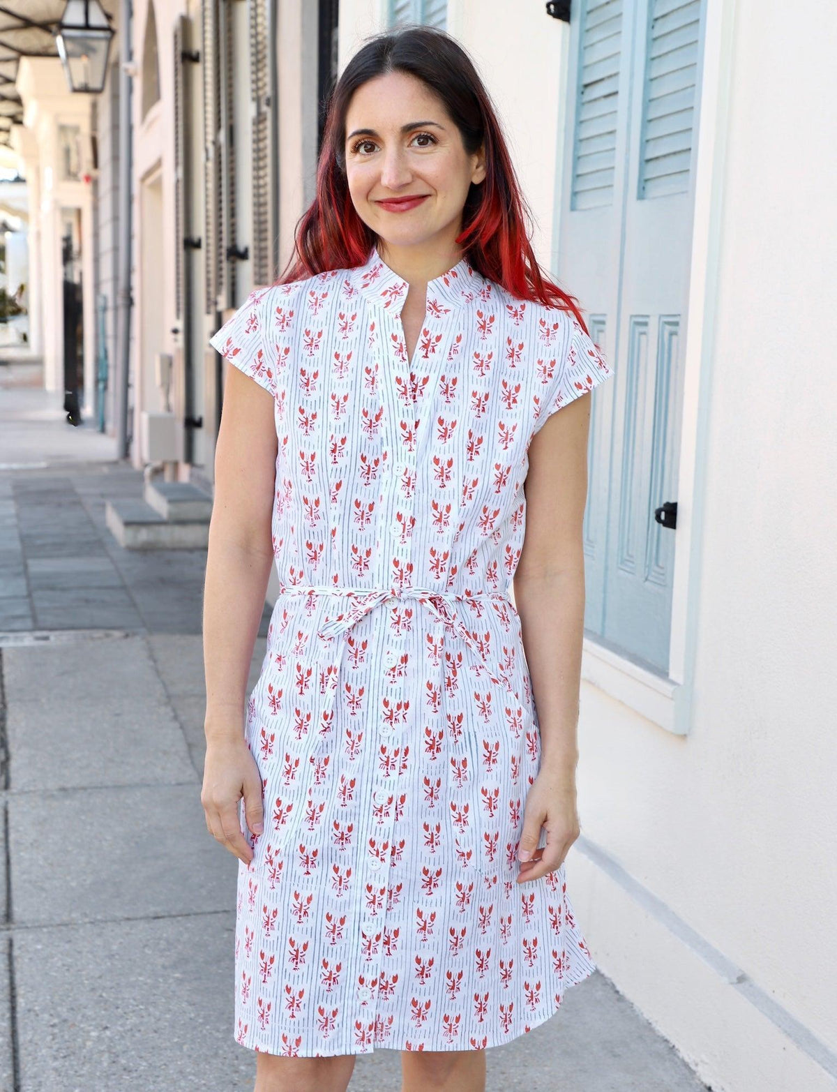 Striped Crawfish Organic Cotton Button Dress