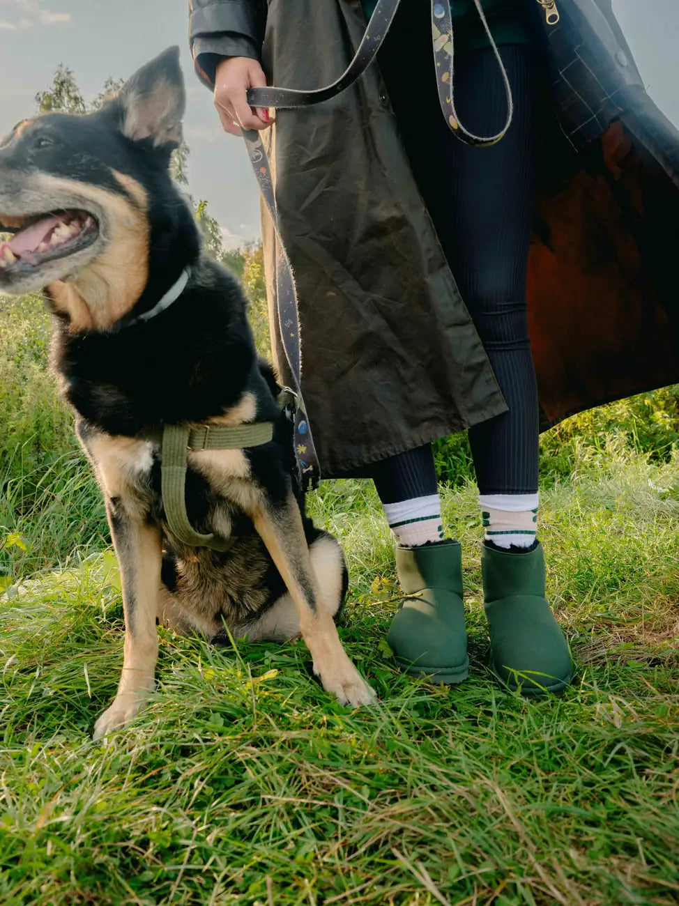 Sustainable dark green vegan ankle boots