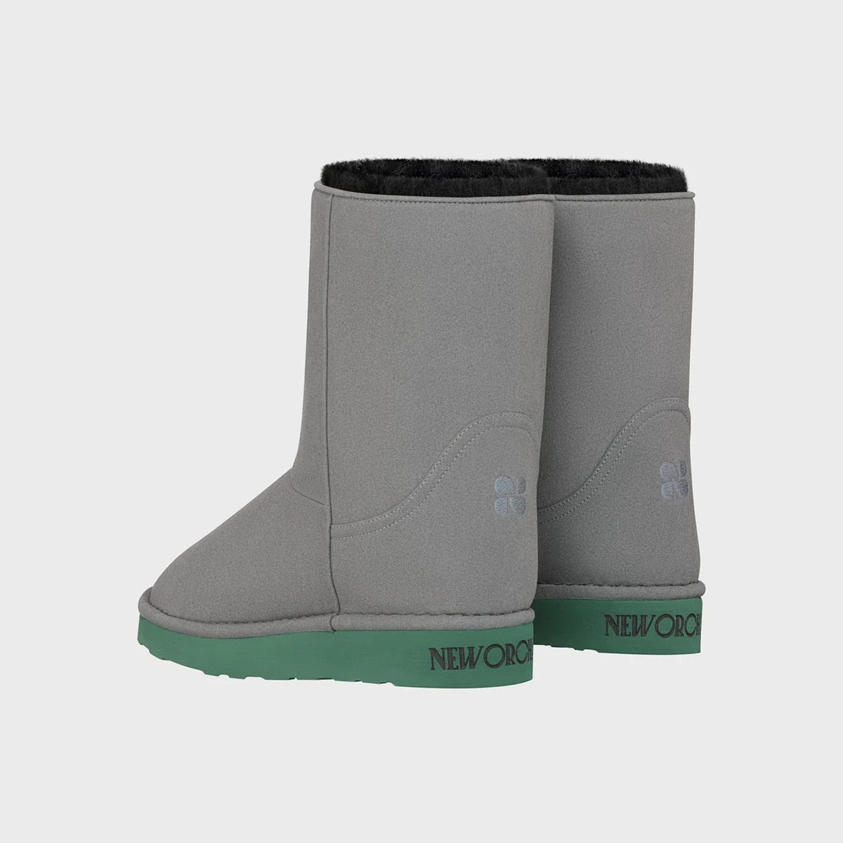 Sustainable grey with green sole boots – cruelty-free
