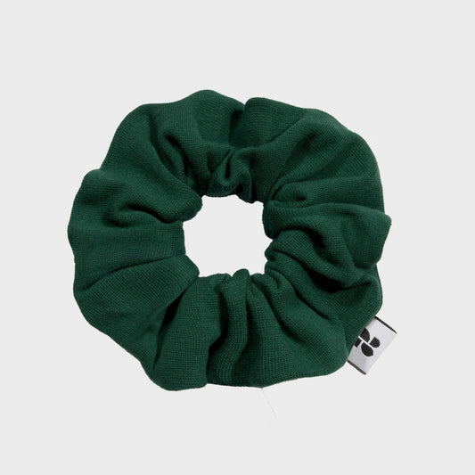 Sustainable green scrunchie made from recycled materials