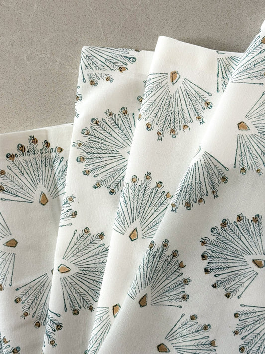 Table Runner (Ivory) - Peacock Paradise- Midnight