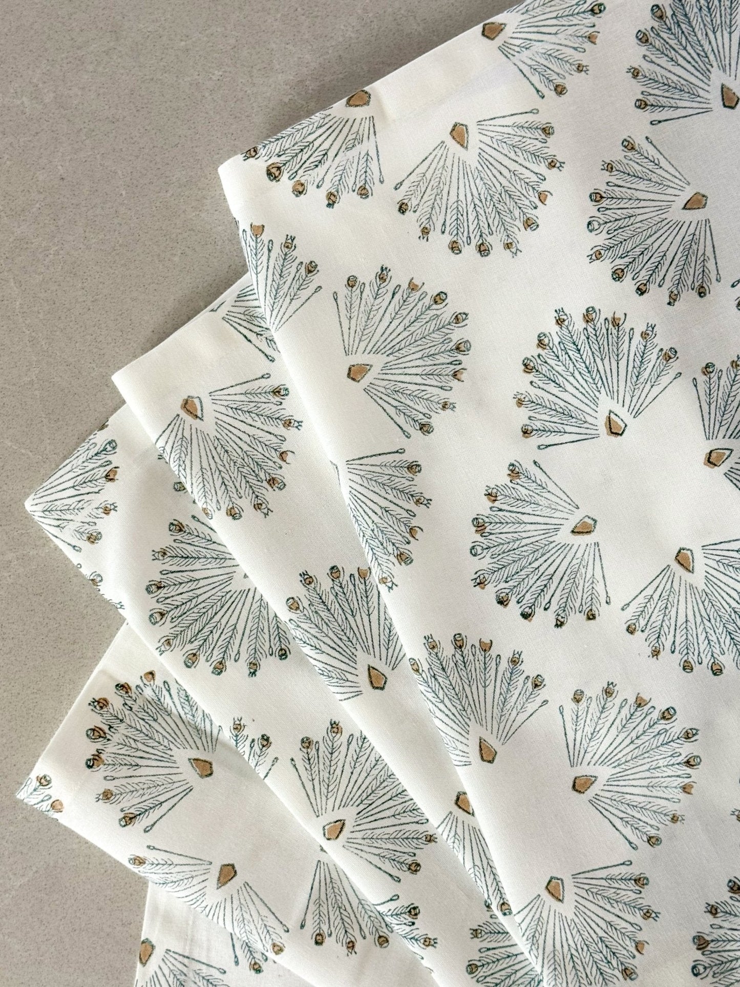 Table Runner (Ivory) - Peacock Paradise- Midnight