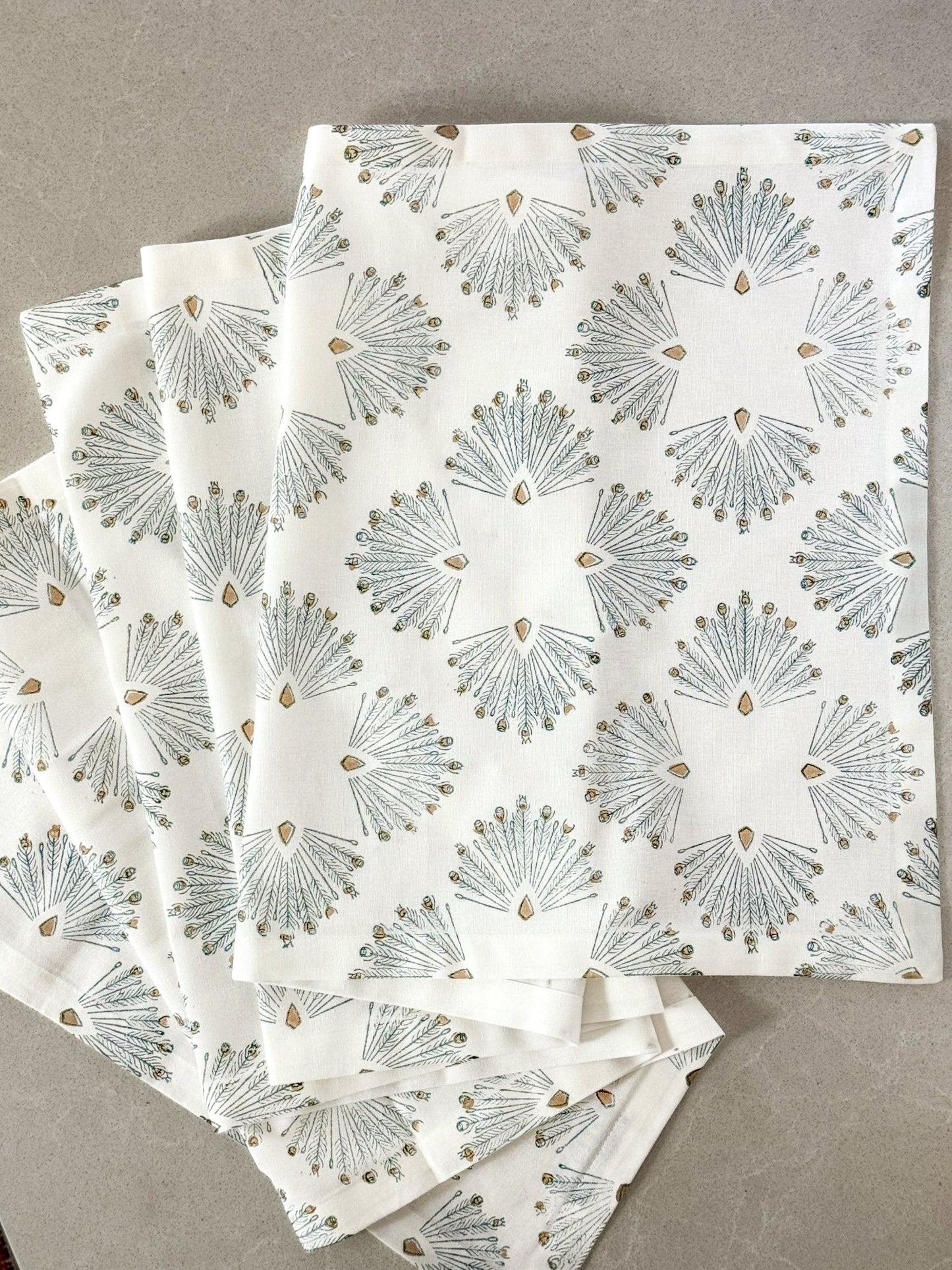 Table Runner (Ivory) - Peacock Paradise- Midnight