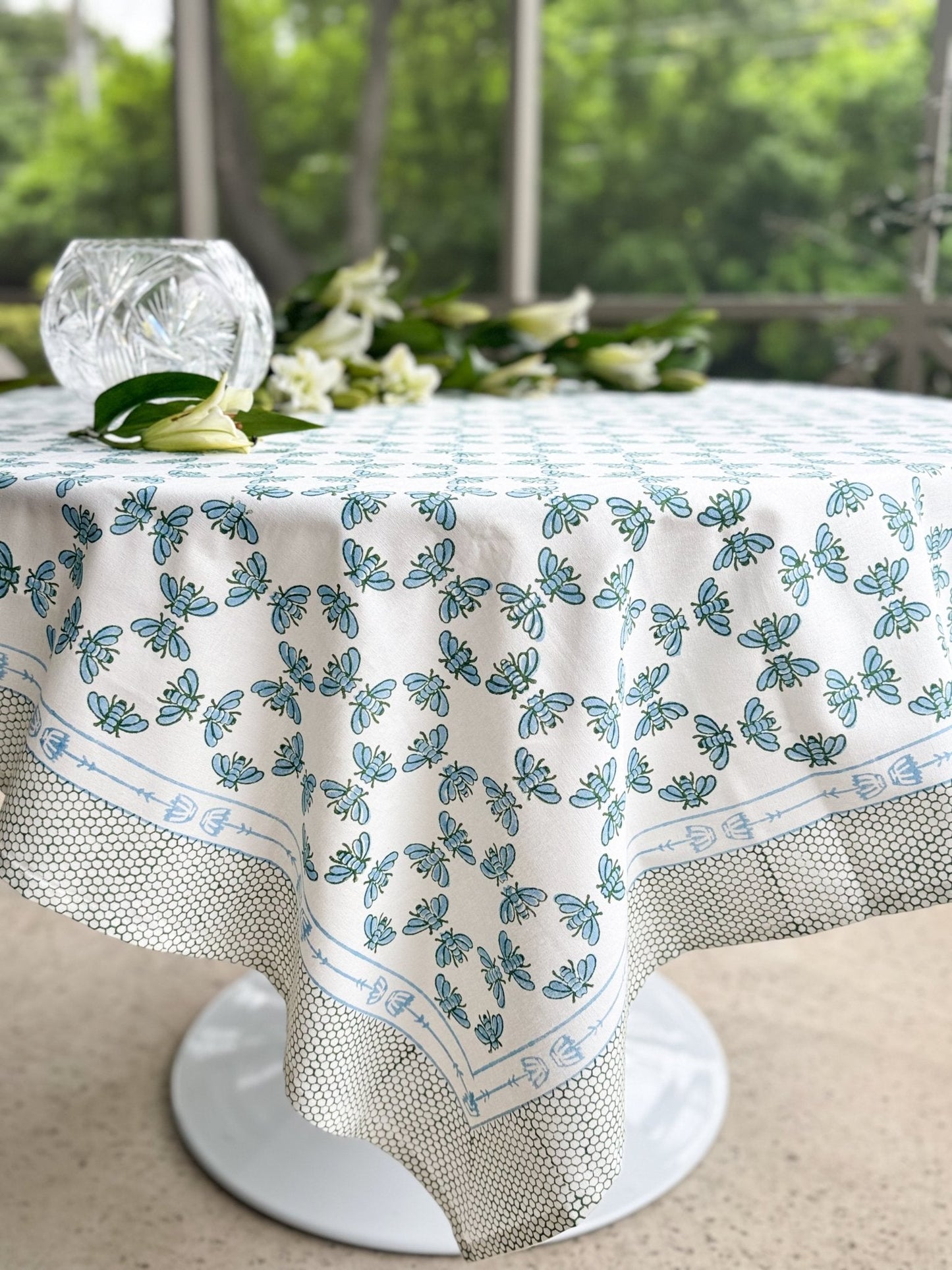 Table Throw - Honeybee - Uniform Blue & Sage