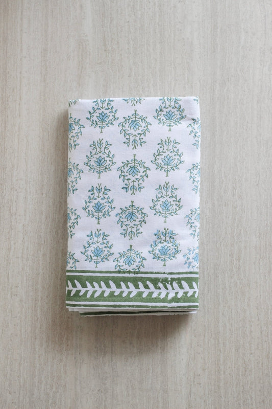 Table Throw - Lotus, Sage & Uniform Blue with Sage Boarder
