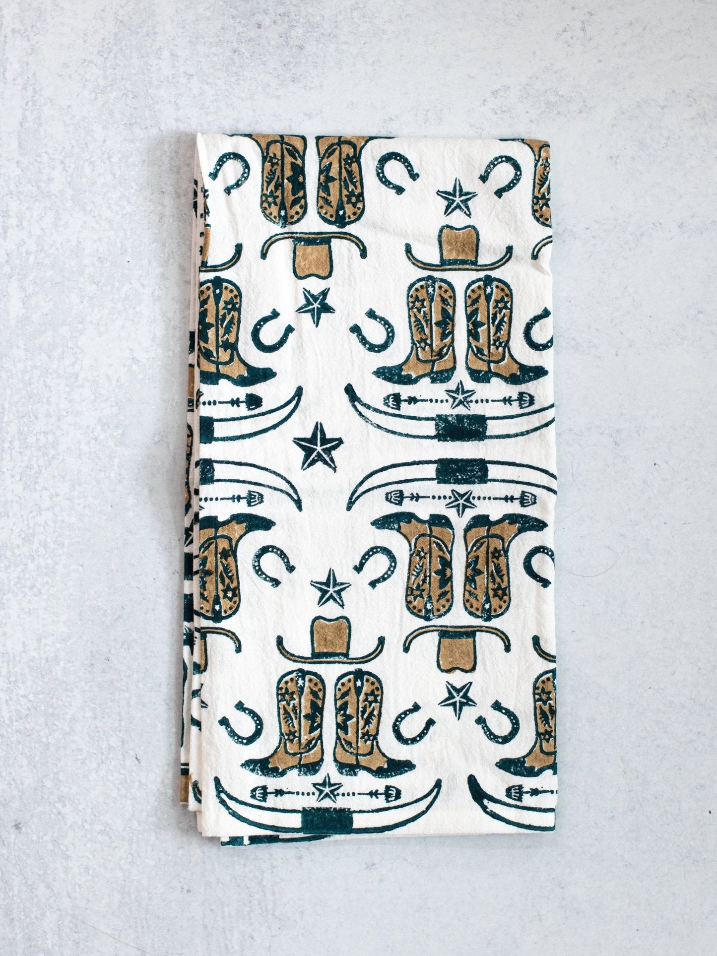 Tea Towel (Ivory) - Cowgirl Boots, Midnight & Chai