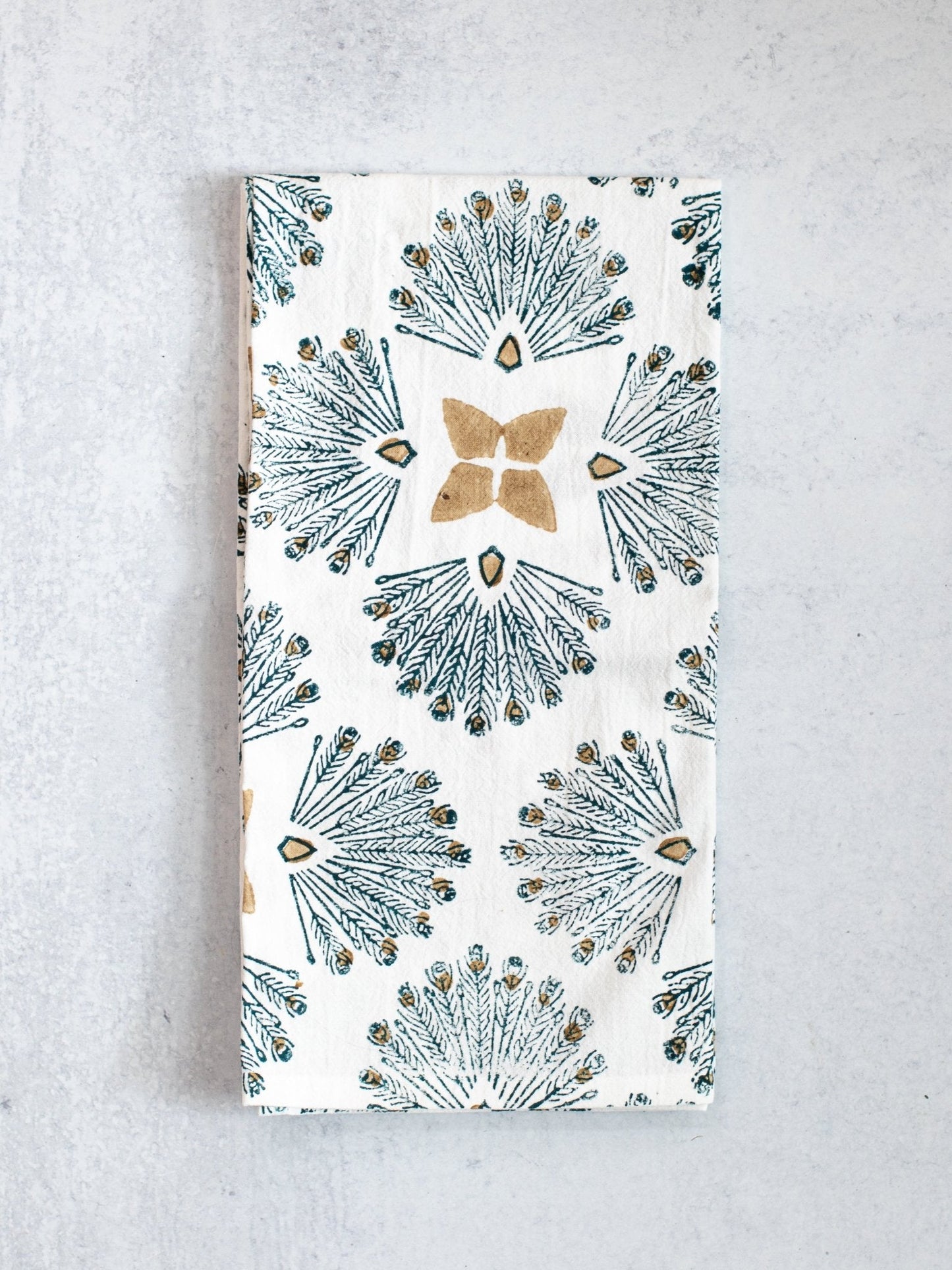 Tea Towel (Ivory) - Peacock Paradise - Midnight