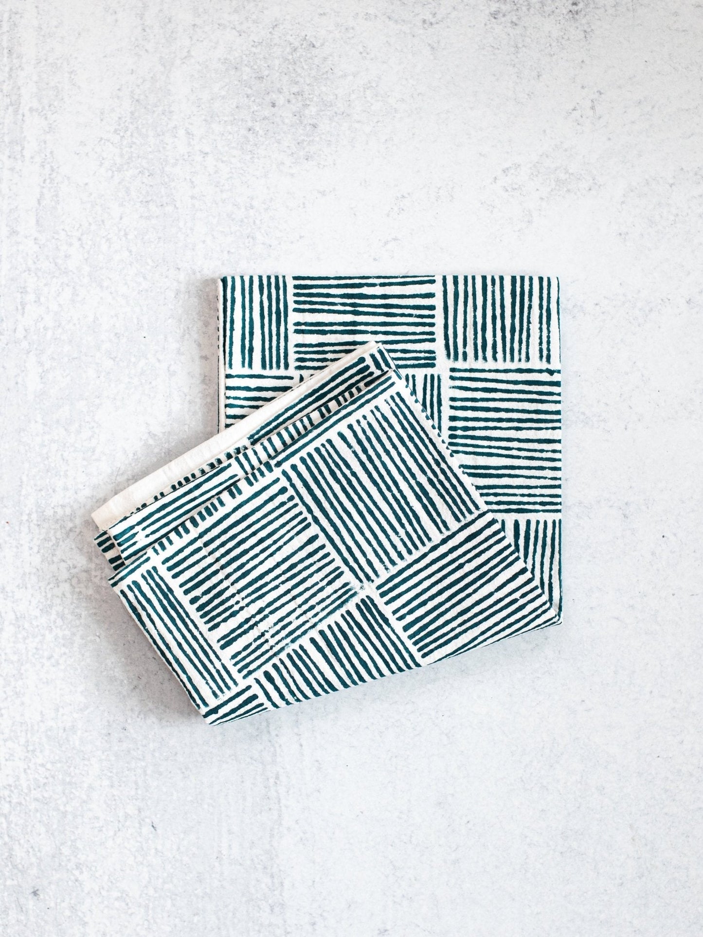 Tea Towel (Ivory) - Stripe, Midnight