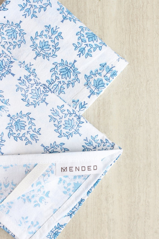 Tea Towel - Lotus, Navy & Uniform Blue