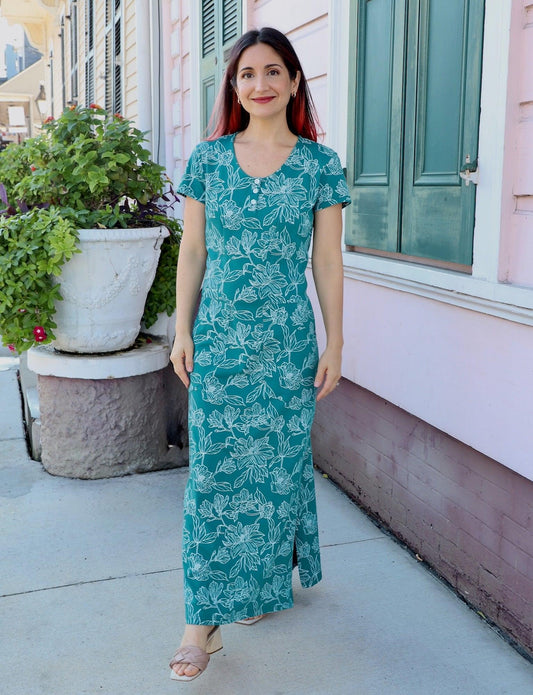 Teal Magnolia Organic Maxi Dress