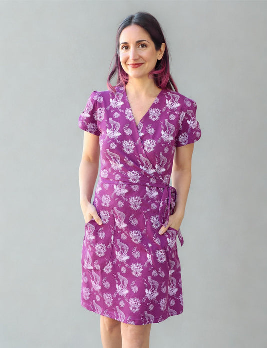 Tiger Bloom Organic Wrap Dress