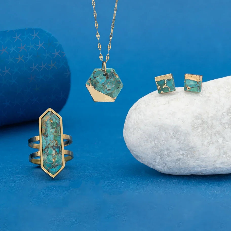Lorena Square Turquoise Stud Earrings