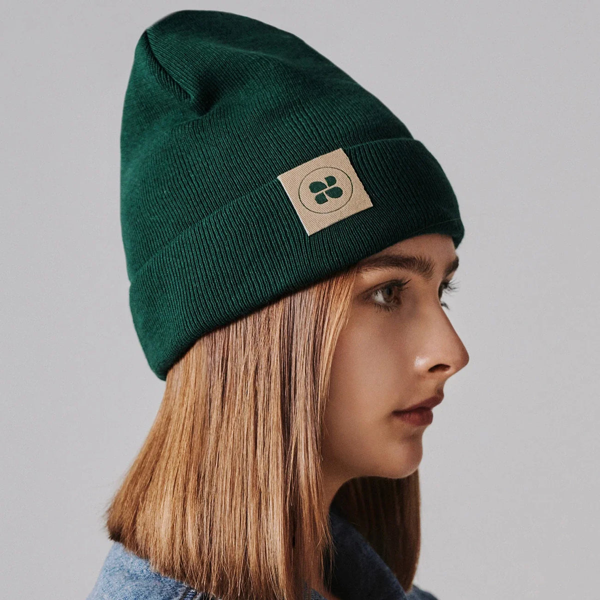 Vegan green beanie hat – eco-friendly winter style
