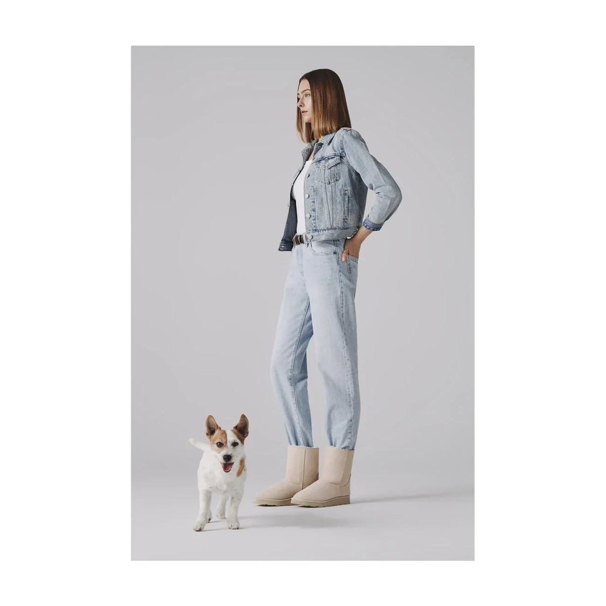 Vegan suede-look off-white winter boots
