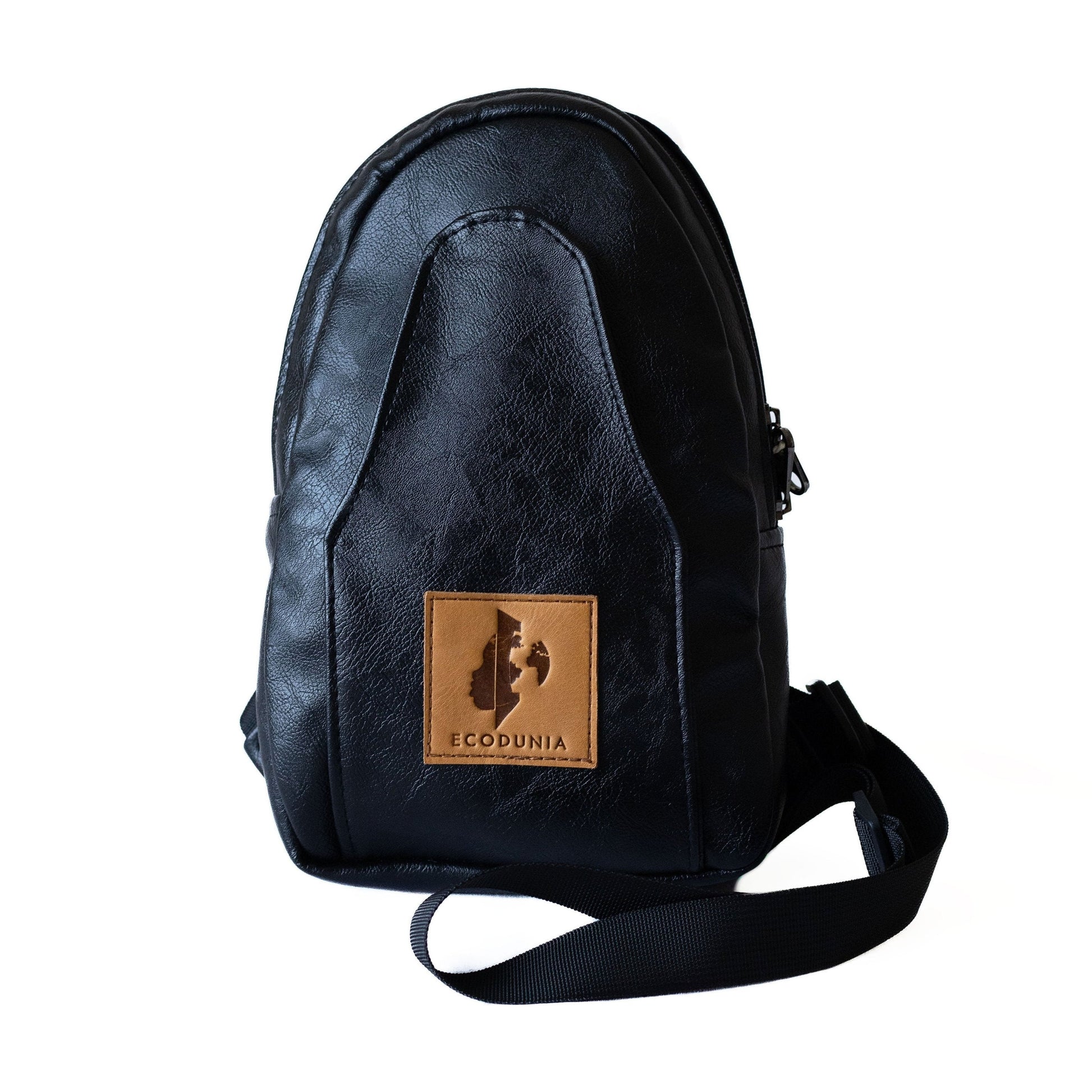 Buru black vegan leather crossbody sling bag #color_black