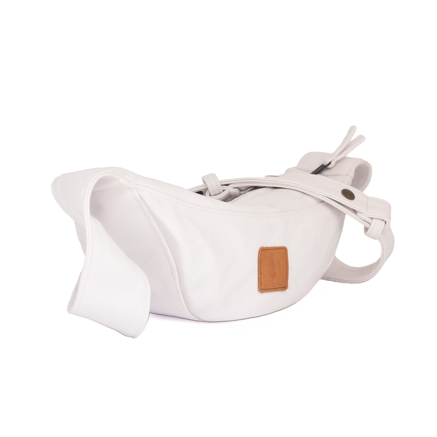 Half Moon Vegan Leather Crossbody Bag #color_white