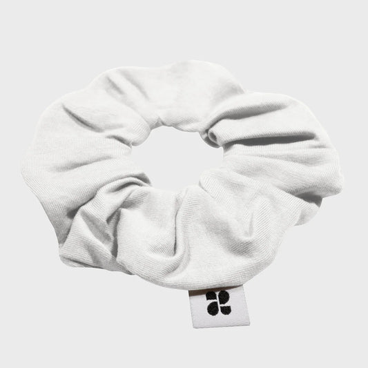 White upcycled hair scrunchie eco friendly hair accessory