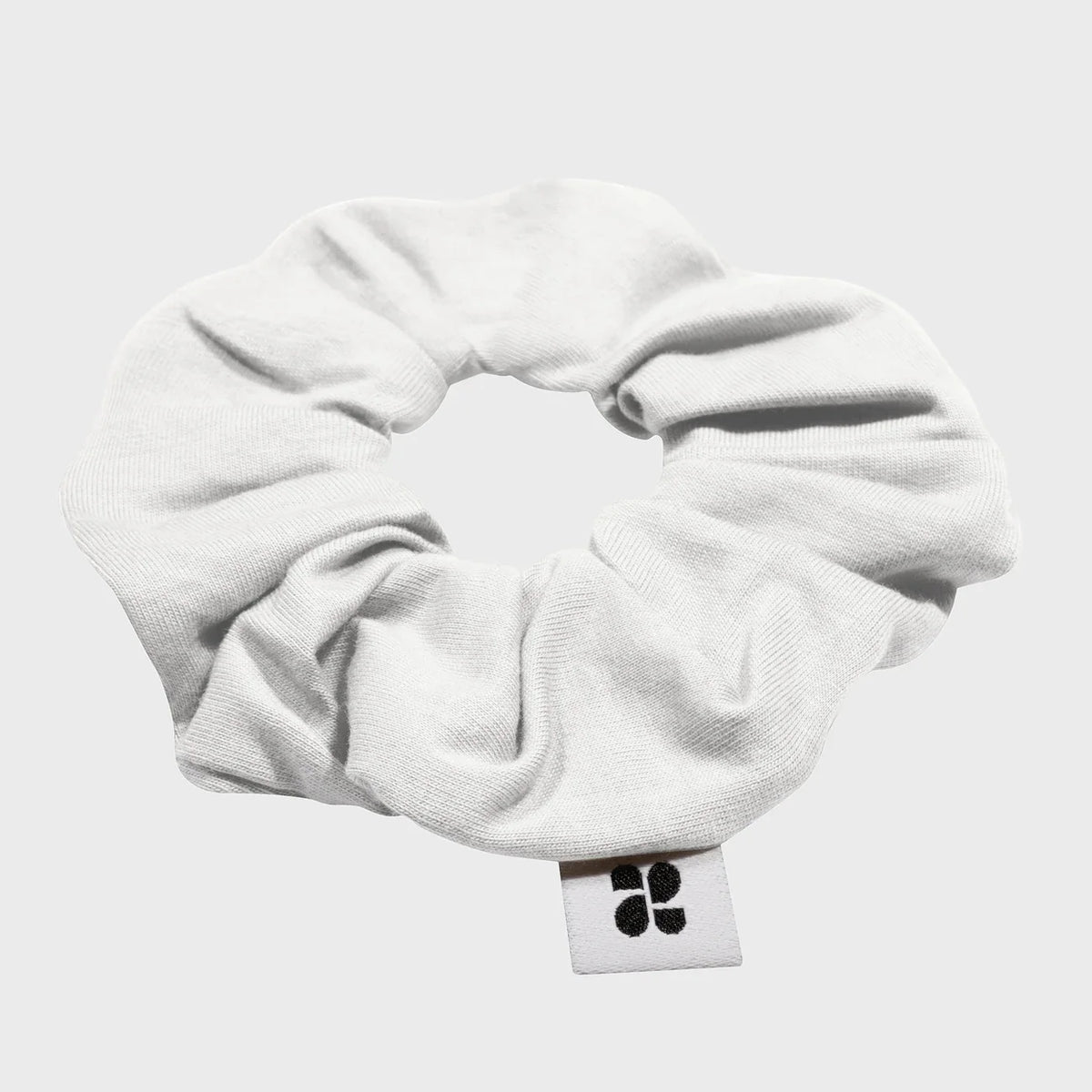 White upcycled hair scrunchie eco friendly hair accessory