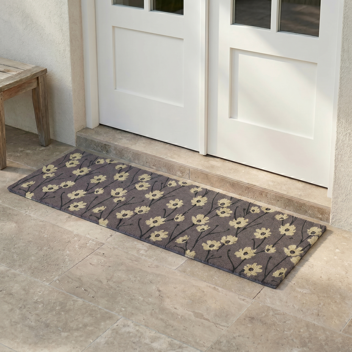 Wild Flowers - Gray Coir Doormat