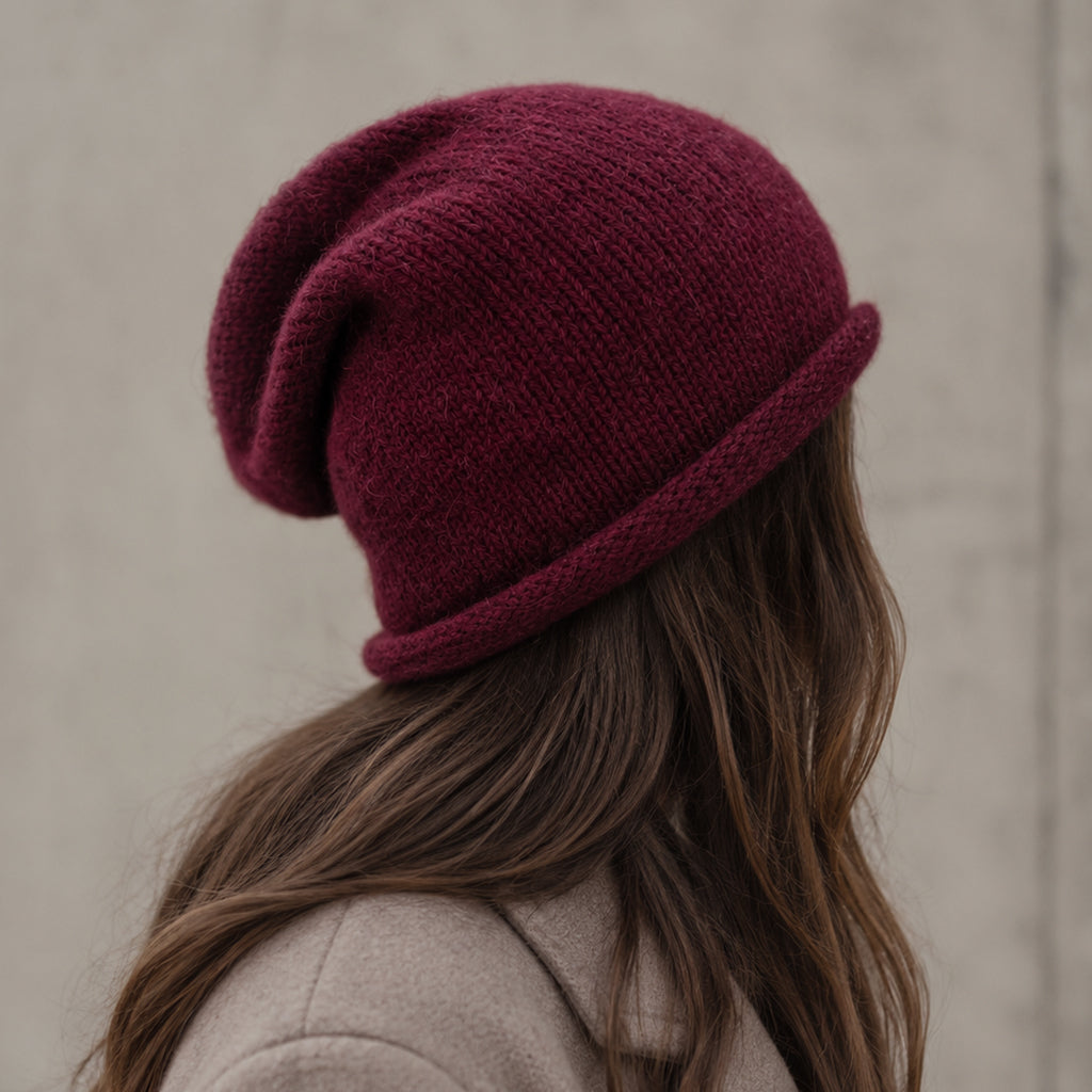 Wine Essential Knit Alpaca Beanie