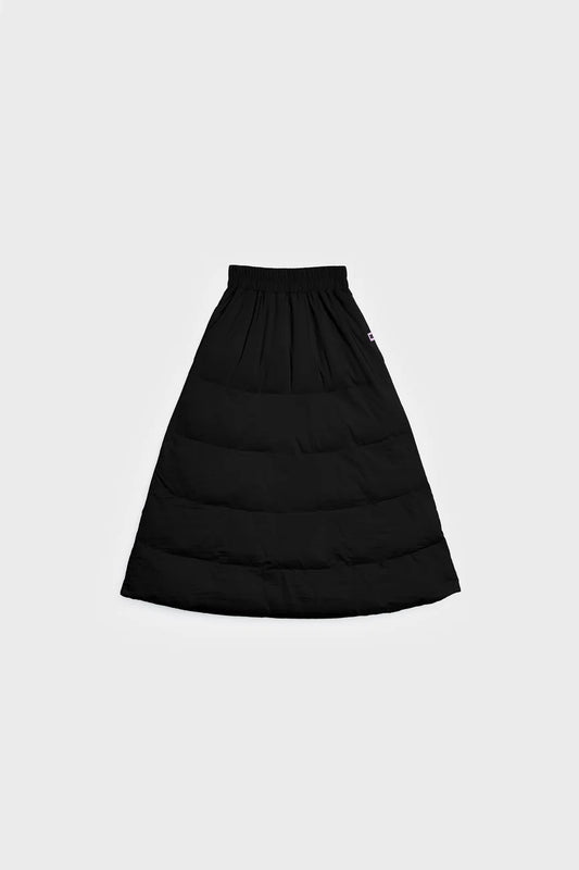 Black vegan winter skirt with quilted design made from recycled materials. - The New Orchard - Black / S