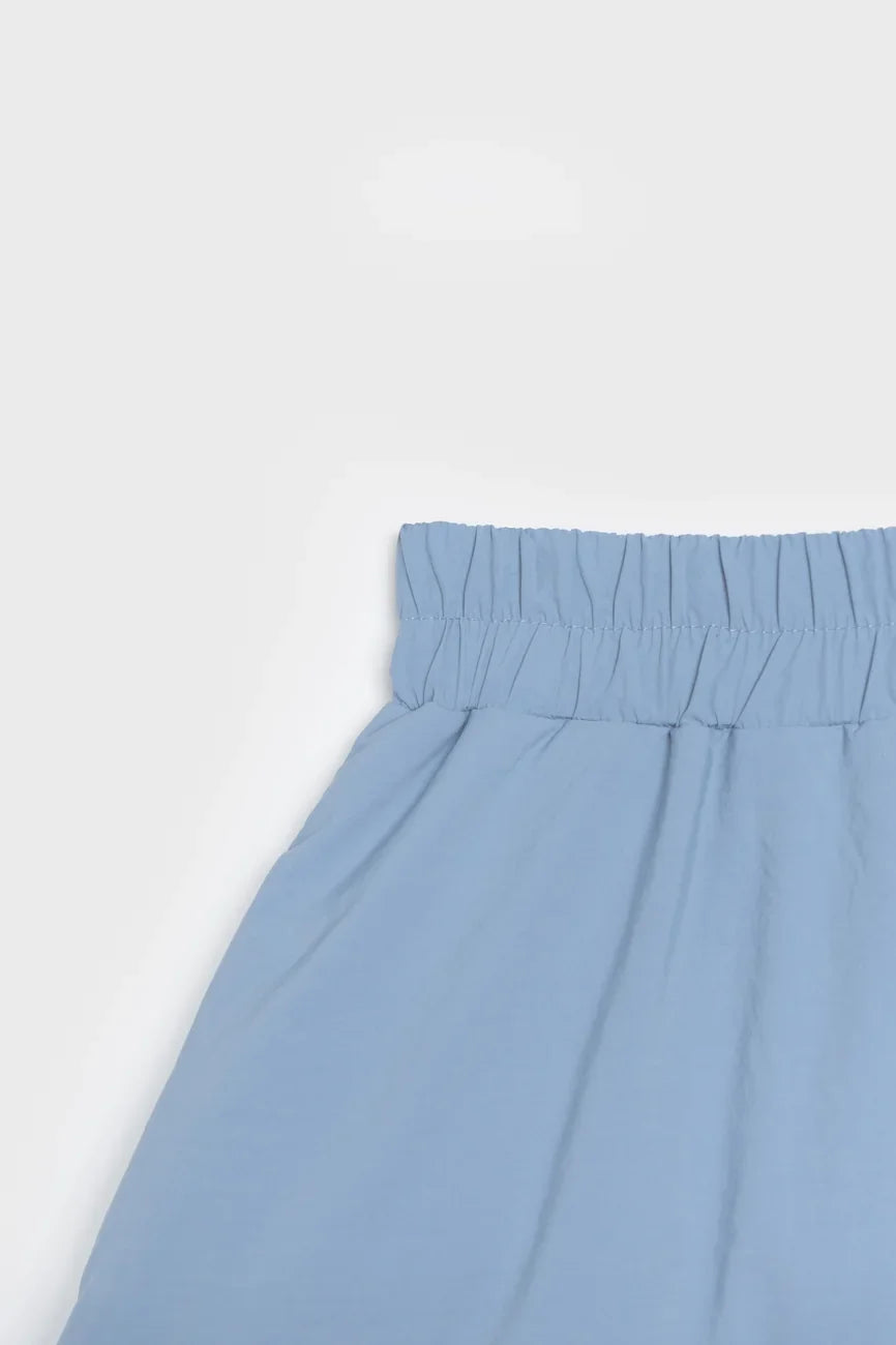 Sky blue winter skirt with elastic waistband made from vegan recycled materials. - The New Orchard - Sky Blue / S