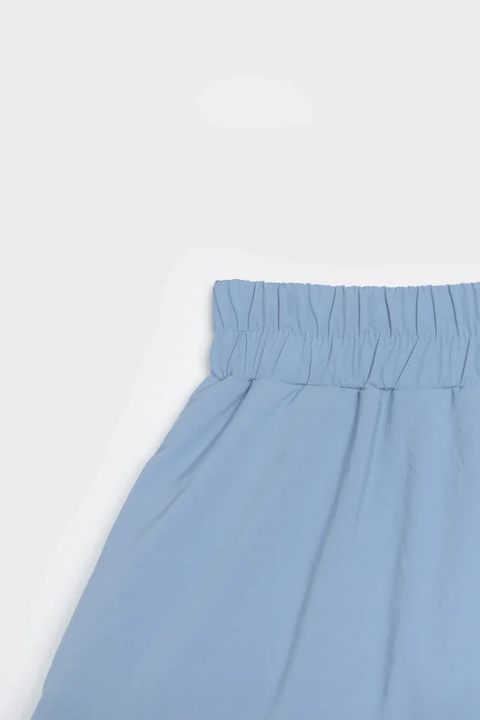 Sky blue winter skirt with elastic waistband made from vegan recycled materials. - The New Orchard - Sky Blue / S