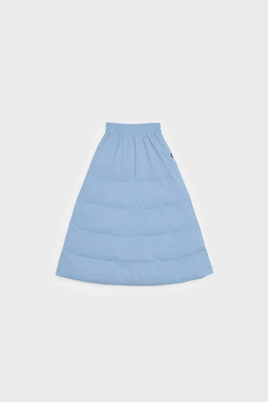 Sky blue vegan winter skirt made from recycled materials with quilted design. - The New Orchard - Sky Blue / S