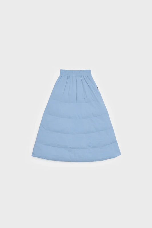 Sky blue vegan winter skirt made from recycled materials with quilted design. - The New Orchard - Sky Blue / S