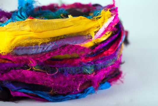 "Nicole's Favorite Ribbon" Recycled Sari Silk "Tibet Jewels"-  Perfect for Crafting, Gift Wrap & More