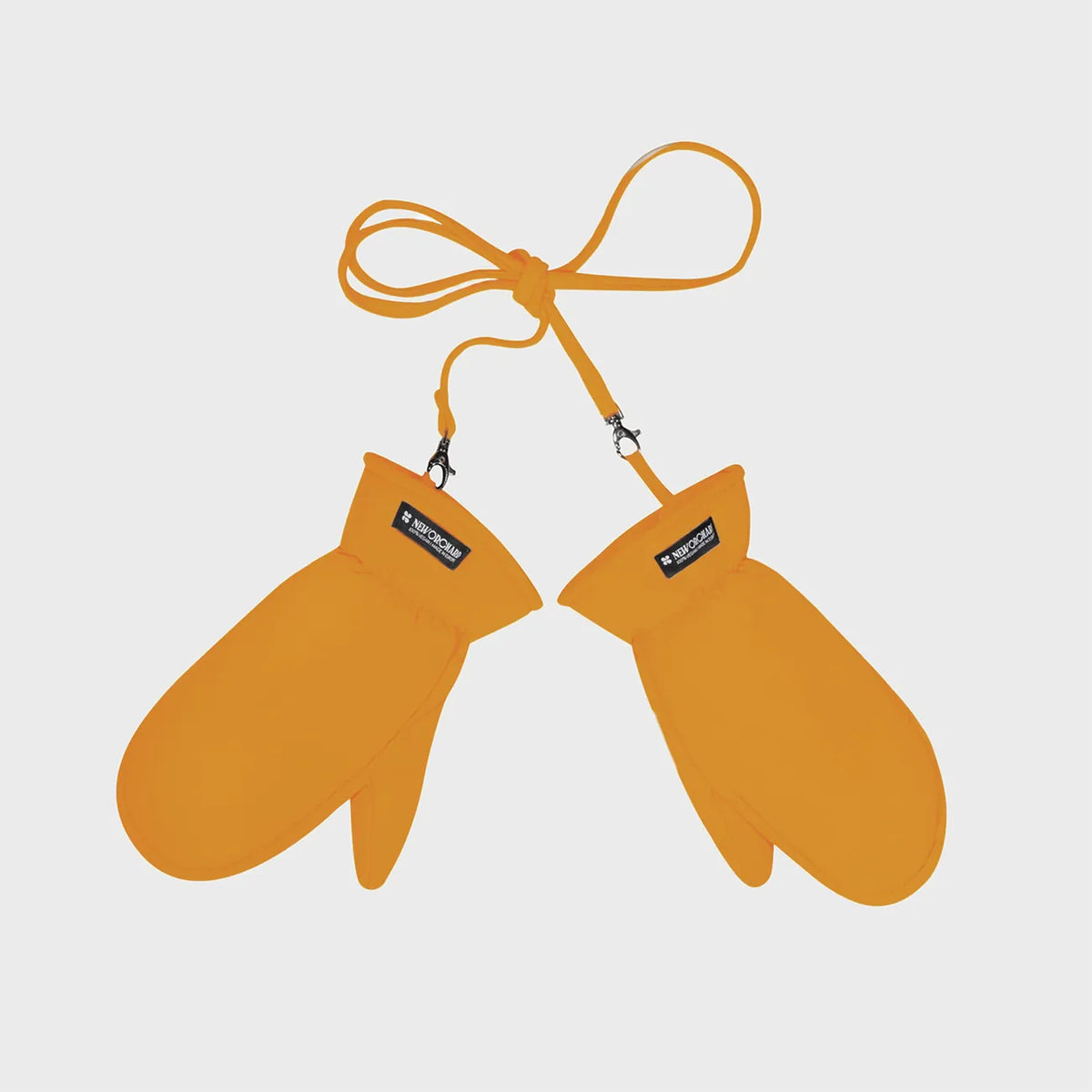 Amber yellow vegan winter gloves made from recycled materials with wrist straps. - The New Orchard - Amber Yellow